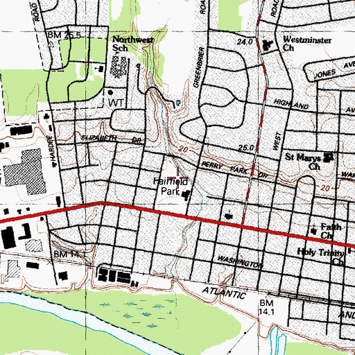 Topographic Map of Fairfield Park, NC