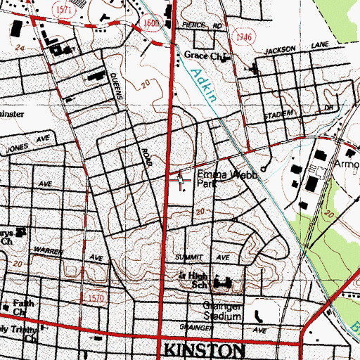 Topographic Map of Emma Webb Park, NC