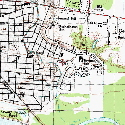 Topographic Map of Holloway Park, NC