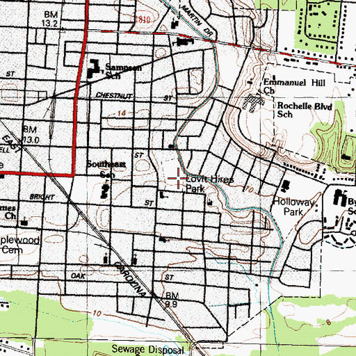 Topographic Map of Lovit Hires Park, NC
