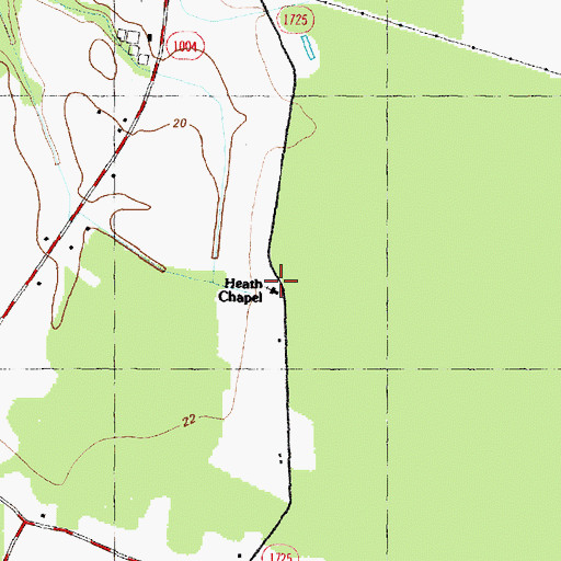 Topographic Map of Heath Chapel, NC