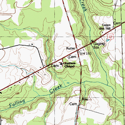 Topographic Map of Jordans Chapel, NC