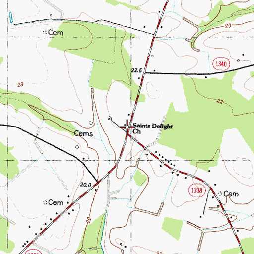 Topographic Map of Saints Delight Church, NC