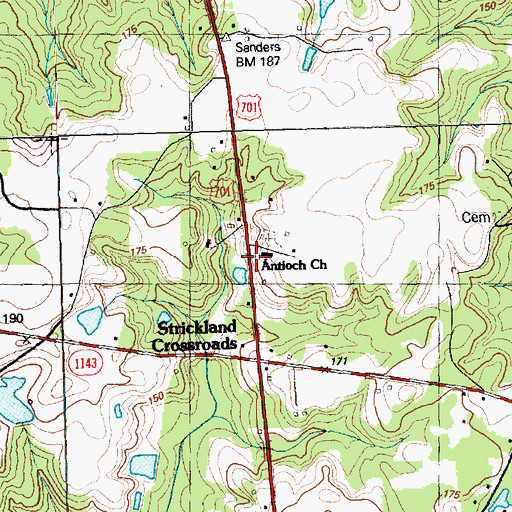 Topographic Map of Antioch Church, NC