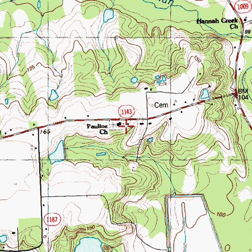 Topographic Map of Pauline Church, NC