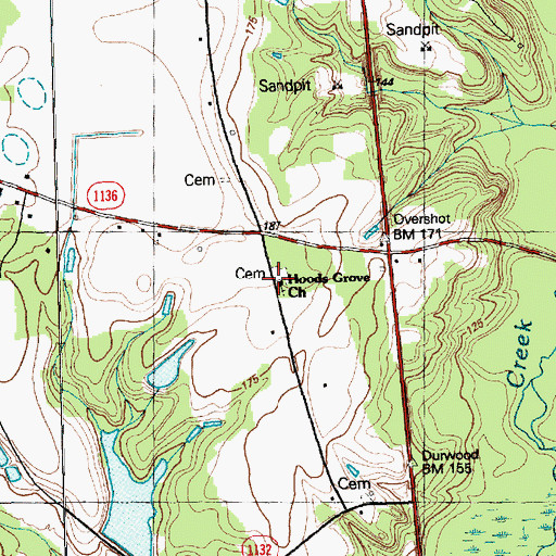Topographic Map of Hoods Grove Church, NC