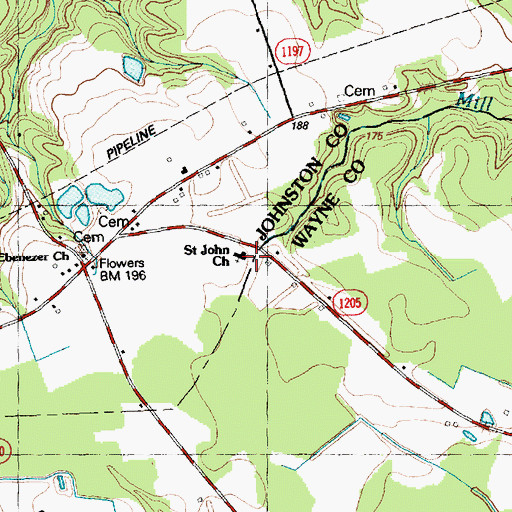 Topographic Map of Saint John Church, NC