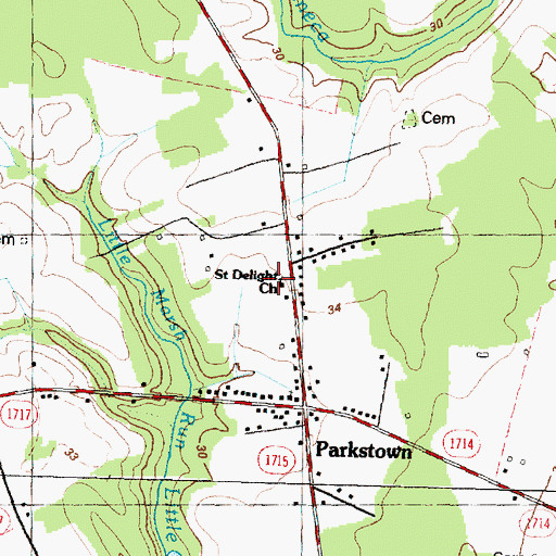 Topographic Map of Saint Delight Church, NC