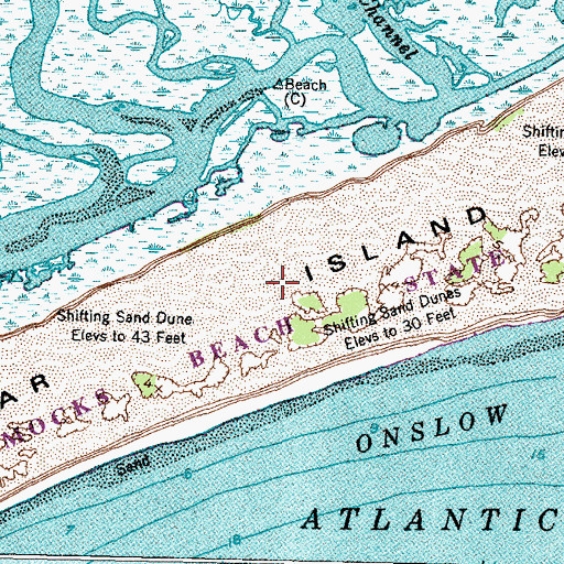 Topographic Map of Bear Island, NC