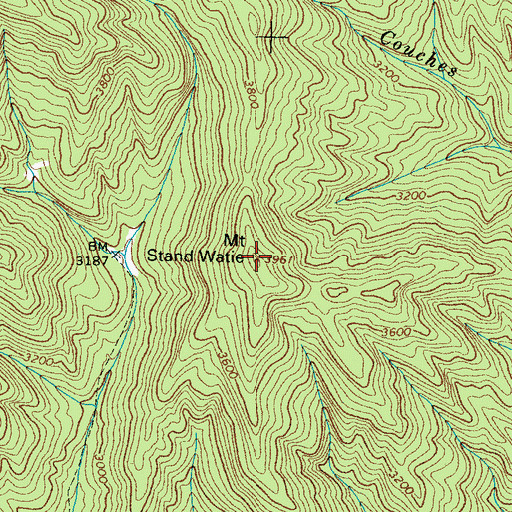 Topographic Map of Mount Stand Watie, NC