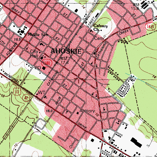 Topographic Map of Ahoskie Ridge, NC
