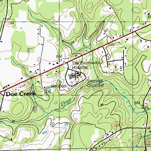 Topographic Map of Brunswick Community Hospital (historical), NC