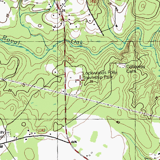 Topographic Map of Lockwoods Folly Township Park, NC