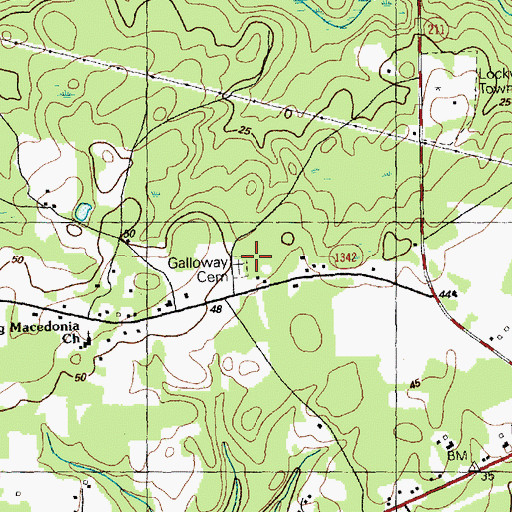 Topographic Map of Galloway Cemetery, NC