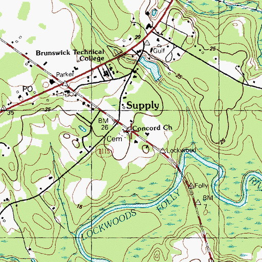 Topographic Map of Concord Church, NC