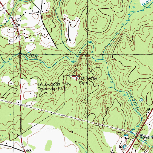 Topographic Map of Galloway Cemetery, NC