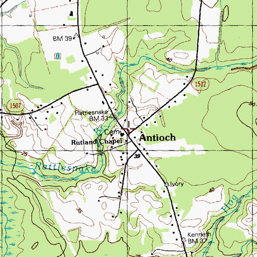 Topographic Map of Rutland Chapel, NC