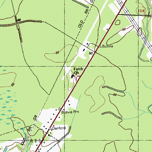 Topographic Map of Faith Church, NC