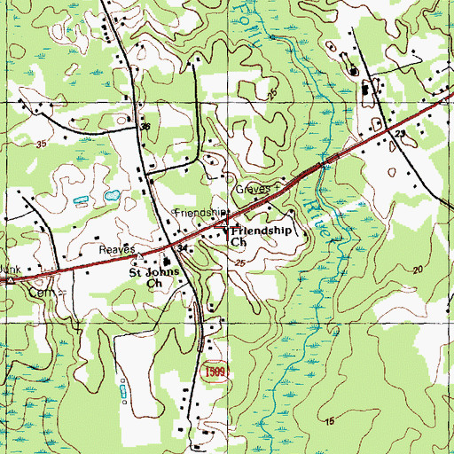 Topographic Map of Friendship Church, NC