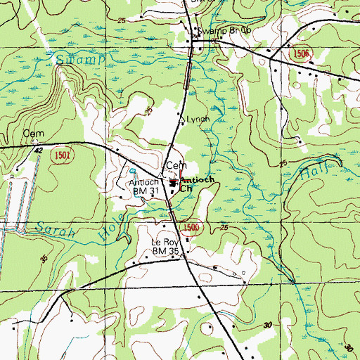Topographic Map of Antioch Church, NC
