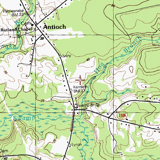 Topographic Map of Hog Branch, NC