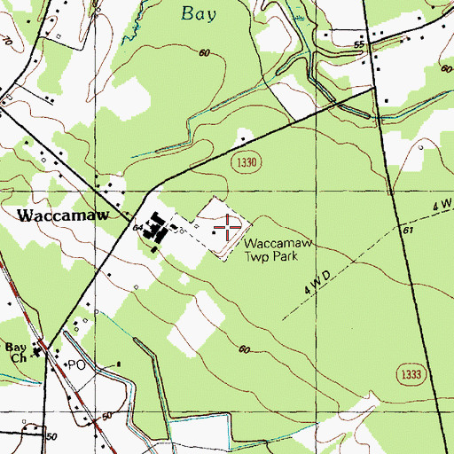 Topographic Map of Waccamaw Township District Park, NC