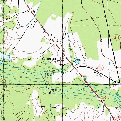 Topographic Map of Coleman Cemetery, NC
