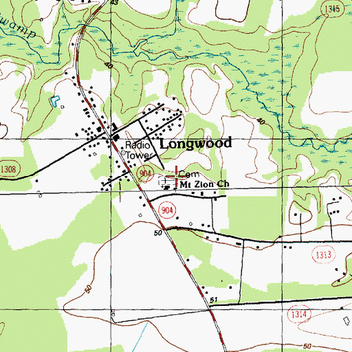 Topographic Map of Mount Zion Church, NC