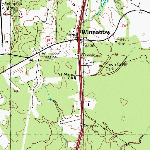 Topographic Map of Saint Mary Church, NC