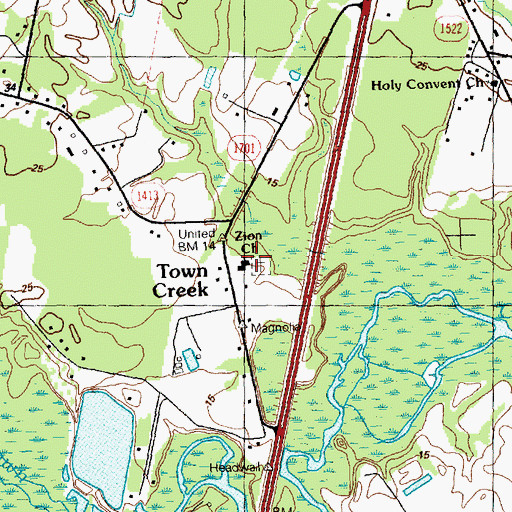 Topographic Map of Zion Church, NC