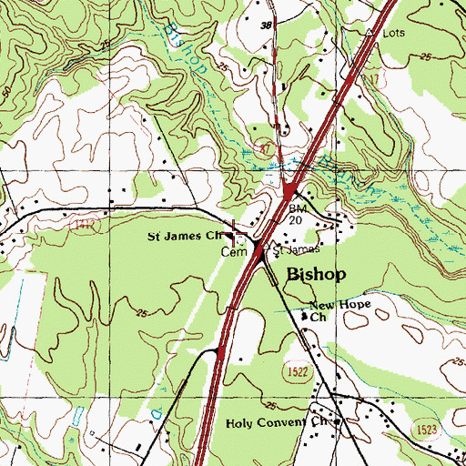Topographic Map of Saint James Church, NC
