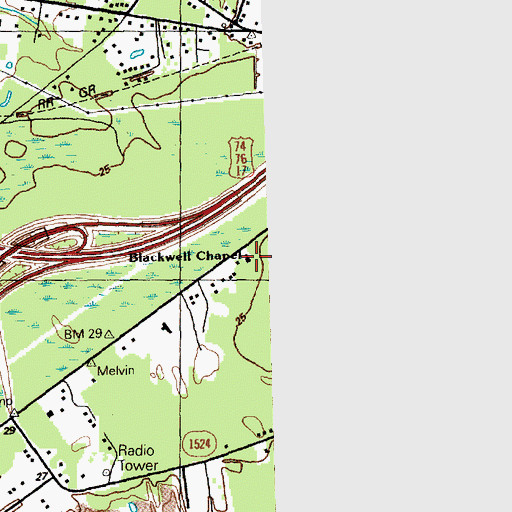 Topographic Map of Blackwell Chapel, NC