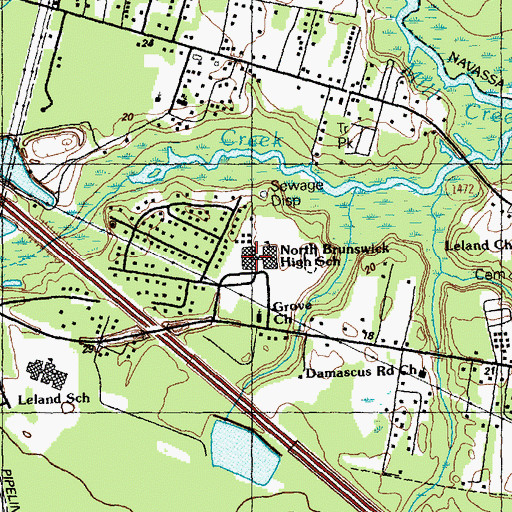 Topographic Map of North Brunswick High School, NC
