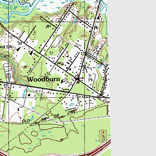 Topographic Map of Woodburn, NC
