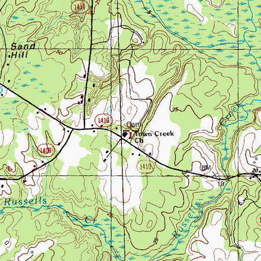 Topographic Map of Town Creek Church, NC