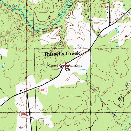 Topographic Map of New Hope Church, NC