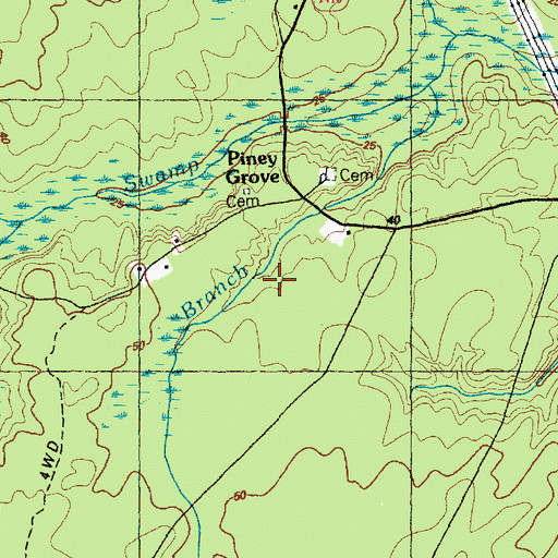 Topographic Map of Piney Grove, NC