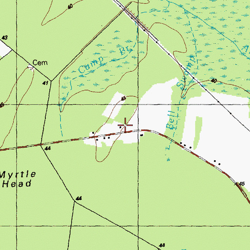 Topographic Map of Myrtle Head, NC