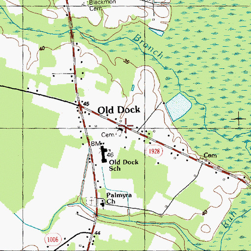 Topographic Map of Old Dock Church, NC