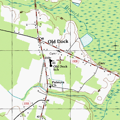 Topographic Map of Old Dock School, NC