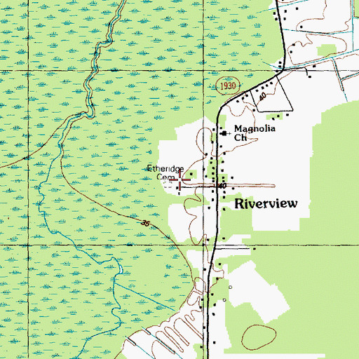 Topographic Map of Etheridge Cemetery, NC