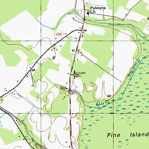 Topographic Map of Duncan Cemetery, NC