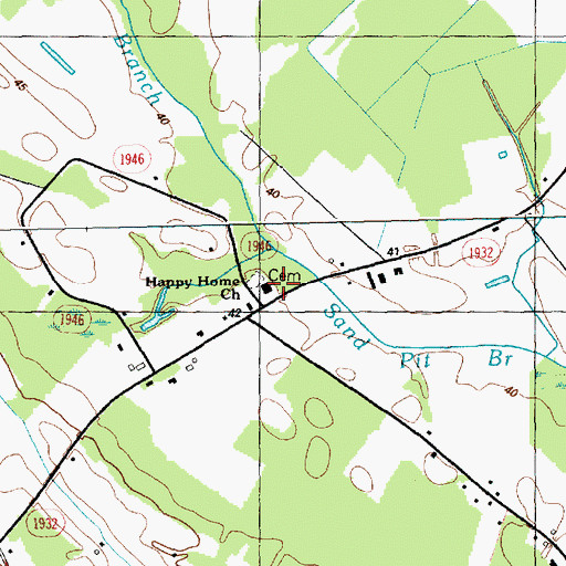 Topographic Map of Happy Home Church, NC