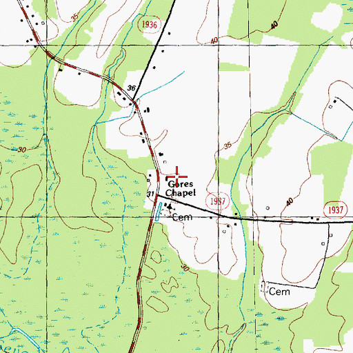 Topographic Map of Gores Chapel, NC