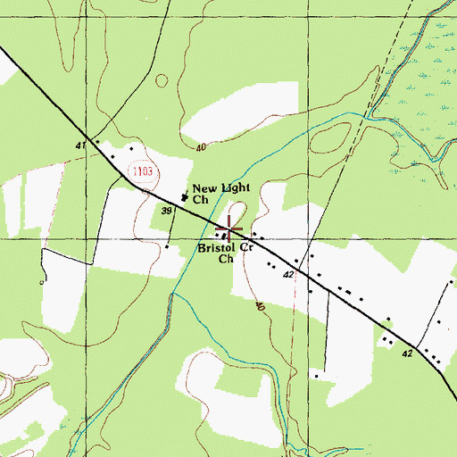 Topographic Map of Bristol Creek Church, NC
