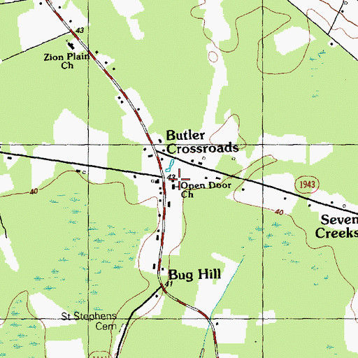 Topographic Map of Open Door Church, NC