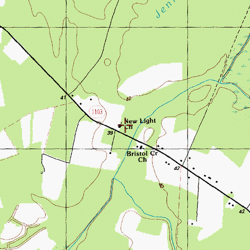 Topographic Map of New Light Church, NC