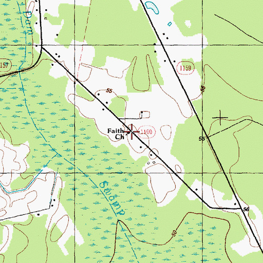 Topographic Map of Faith Church, NC