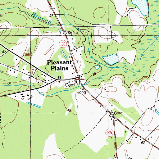 Topographic Map of Pleasant Plains Church, NC