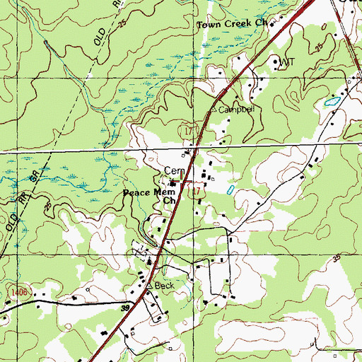 Topographic Map of Peace Memorial Church, NC